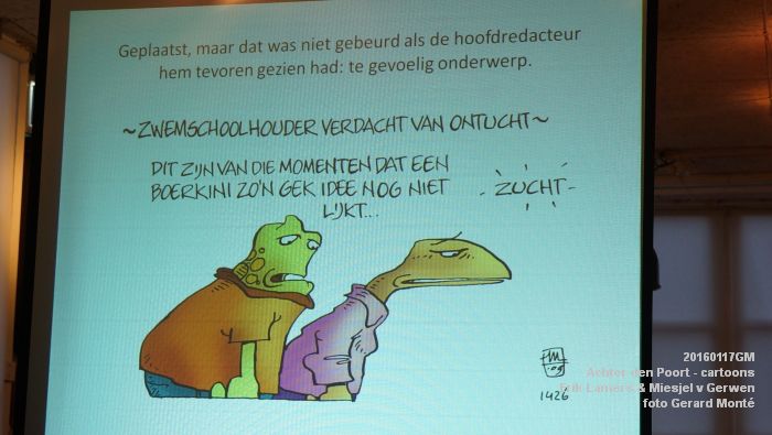 DSC00582- Achter den Poort Knillispoort met Erik Lamers en Miesjel van Gerwen - cartoons - 17jan2016 - foto GerardMontE web