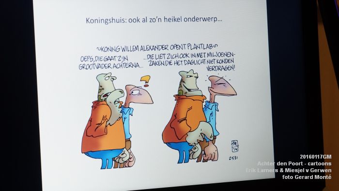 DSC00594- Achter den Poort Knillispoort met Erik Lamers en Miesjel van Gerwen - cartoons - 17jan2016 - foto GerardMontE web