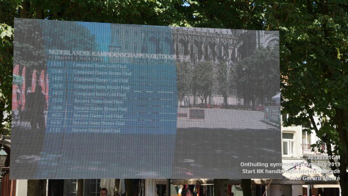 DSC01334 -Onthulling symbool WK Archery 2019 - Start van het NK handboogschieten op de Parade - 1juli2018 -  foto GerardMontE web